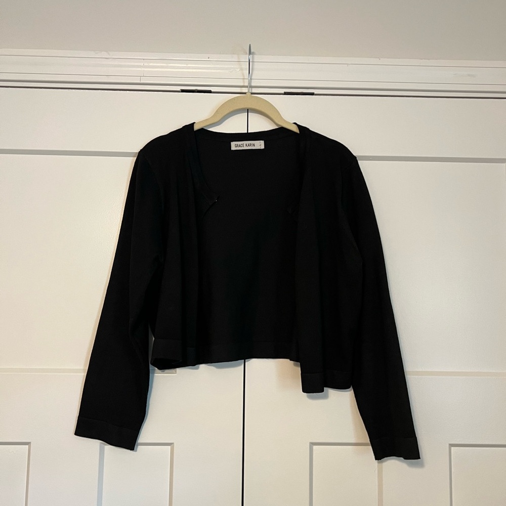 Black Cropped Women's Cardigan